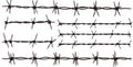 Barbed wire set isolated silhouette on modern background. Royalty Free Stock Photo