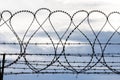 Barbed Wire sky background Royalty Free Stock Photo