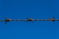 Barbed wire and blue sky background