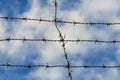Barbed wire and clouds background Royalty Free Stock Photo