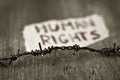 Barbed wire and text human rights Royalty Free Stock Photo