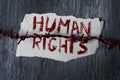 Barbed wire and text human rights Royalty Free Stock Photo