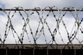 Barbed wire wound to the top of a fence