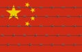 China Flag Behind Barbed Wires Royalty Free Stock Photo