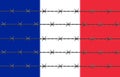 France Flag Behind Barbed Wires