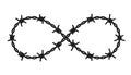 Barbed wires twisted like Infinity sign. Vector tattoo design with editable outlines