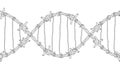 Barbed wires twisted and tied like a DNA spiral. Replicable tattoo design Royalty Free Stock Photo