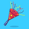 Party horn and confetti isolated cartoon vector illustration in flat style Royalty Free Stock Photo