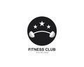 Barbel, Dumbbell Gym Icon Logo Template gym Badge, Fitness Logo