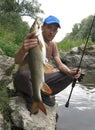 Barbel fishing on river