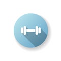 Barbell blue flat design long shadow glyph icon Royalty Free Stock Photo