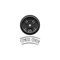 Barbell disk icon. Bodybuilding logo label. Sport Training, Fitness. Disk weight. Vector.