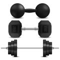 Barbell, dumbbells and kettlebell vector