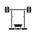 Barbell fitness machine black icon, concept illustration, vector flat symbol, glyph sign. Royalty Free Stock Photo