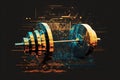 Barbell for fitness training in the gym Sports background. Generative AI