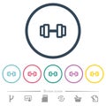 Barbell flat color icons in round outlines Royalty Free Stock Photo