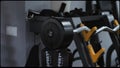 Barbell in the gym. Close up view. Sport, training. Sports simulator Royalty Free Stock Photo