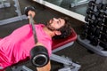 Barbell inclined bench Press flyes man workout Royalty Free Stock Photo