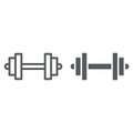 Barbell line and glyph icon, sport and equipment, dumbbell sign, vector graphics, a linear pattern on a white background Royalty Free Stock Photo