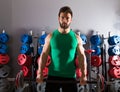 Barbell man workout fitness at weightlifting gym Royalty Free Stock Photo