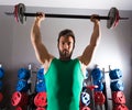 Barbell man workout fitness at weightlifting gym Royalty Free Stock Photo