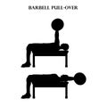 Barbell pull-over exercise strength workout vector illustration silhouette