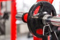 Barbell sports equipment in the gym, close-up Royalty Free Stock Photo
