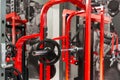 Barbell sports equipment in the gym, close-up Royalty Free Stock Photo