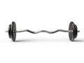 Barbell weight with curved bar and standard weight plates - front view