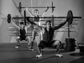 Barbell weight lifting group workout exercise gym