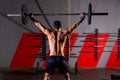 Barbell weight lifting man rear view workout gym Royalty Free Stock Photo