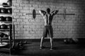 Barbell weight lifting man rear view workout gym Royalty Free Stock Photo