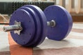 Barbell with weightings at home Royalty Free Stock Photo