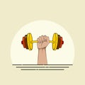 Barbell weightlifting with hand Royalty Free Stock Photo