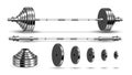 Barbells Bodybuilding Collapsible Kit Set Vector