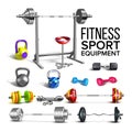 Barbells, Kettlebells And Dumbbells Set Vector