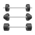 Barbells set of with different weights. Weightlifting equipment. Vector illustration in flat style isolated on white Royalty Free Stock Photo