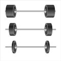 Barbells set of with different weights. Weightlifting equipment. Vector illustration in flat style isolated on white Royalty Free Stock Photo