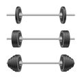 Barbells set of with different weights. Weightlifting equipment. Vector illustration in flat style isolated on white Royalty Free Stock Photo