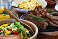 Barbeque braai meal ready to eat on table Royalty Free Stock Photo