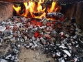 Barbeque charcoal  and wood fire grill Royalty Free Stock Photo