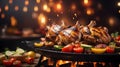 Barbeque chiken grill - blurred party background Royalty Free Stock Photo