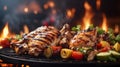 Barbeque chiken grill - blurred party background Royalty Free Stock Photo