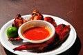 Barbeque chicken wings with chilly sauce Royalty Free Stock Photo