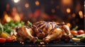 Barbeque chiken grill - blurred party background Royalty Free Stock Photo