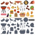 Barbeque color flat and simple icons set for web and mobile design