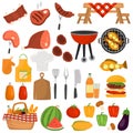 Barbeque color icons set for web and mobile design Royalty Free Stock Photo