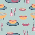 Barbeque elements in a seamless pattern design Royalty Free Stock Photo