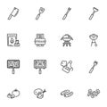 Barbeque food line icons set Royalty Free Stock Photo
