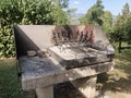 Barbeque in the garden of a country house in Italy. Royalty Free Stock Photo